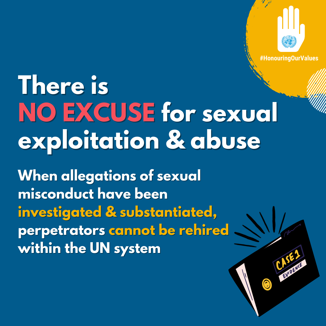 A graphic that explains the UN's zero tolerance towards sexual abuse