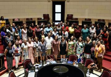 A group of women at the Cuban parliament 