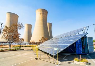 A renewable energy powerplant with solar panels