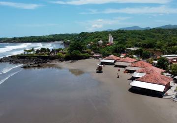 An aerial view of a beach in El Salvador.