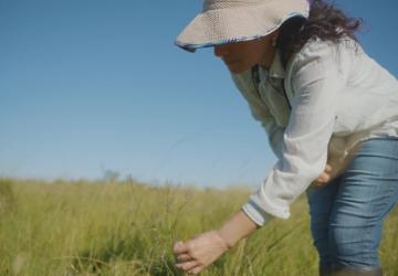 A woman in a field in Uruguay.