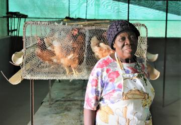 A poultry farmer in Namibia.