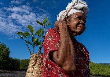 A woman farmer in Timor-Leste.