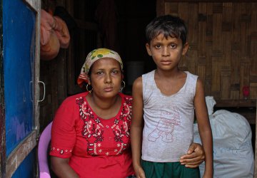 A woman and her son in Myanmar.