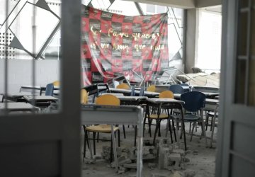 Destruction in a school after an earthquake in Colombia.
