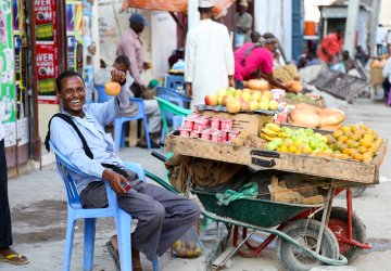 A fruit vendor in Somalia.