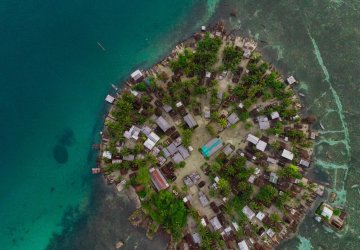 An aerial view of an island in Papua New Guinea.