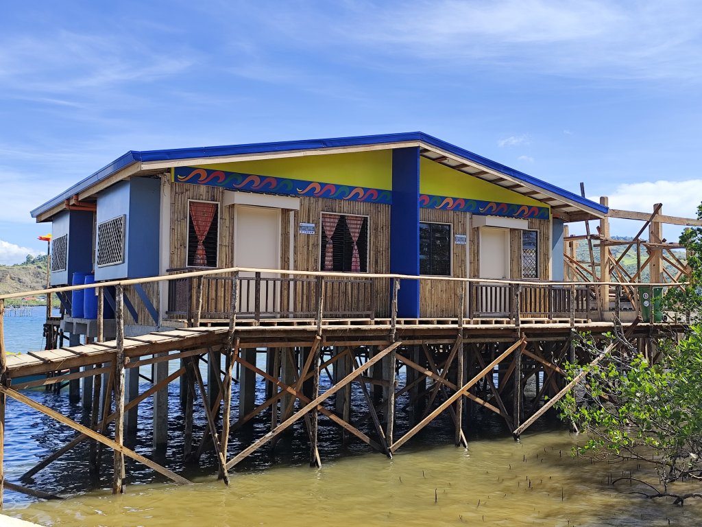 A house on stilts in the Philippines.