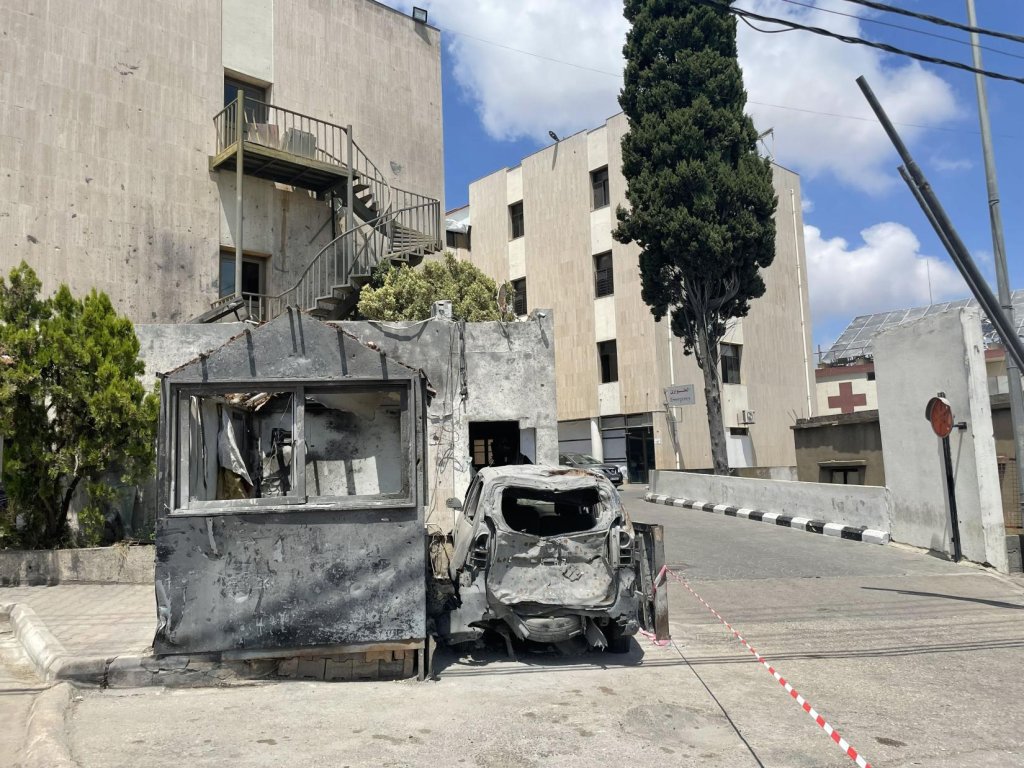 A destroyed car in southern Lebanon.