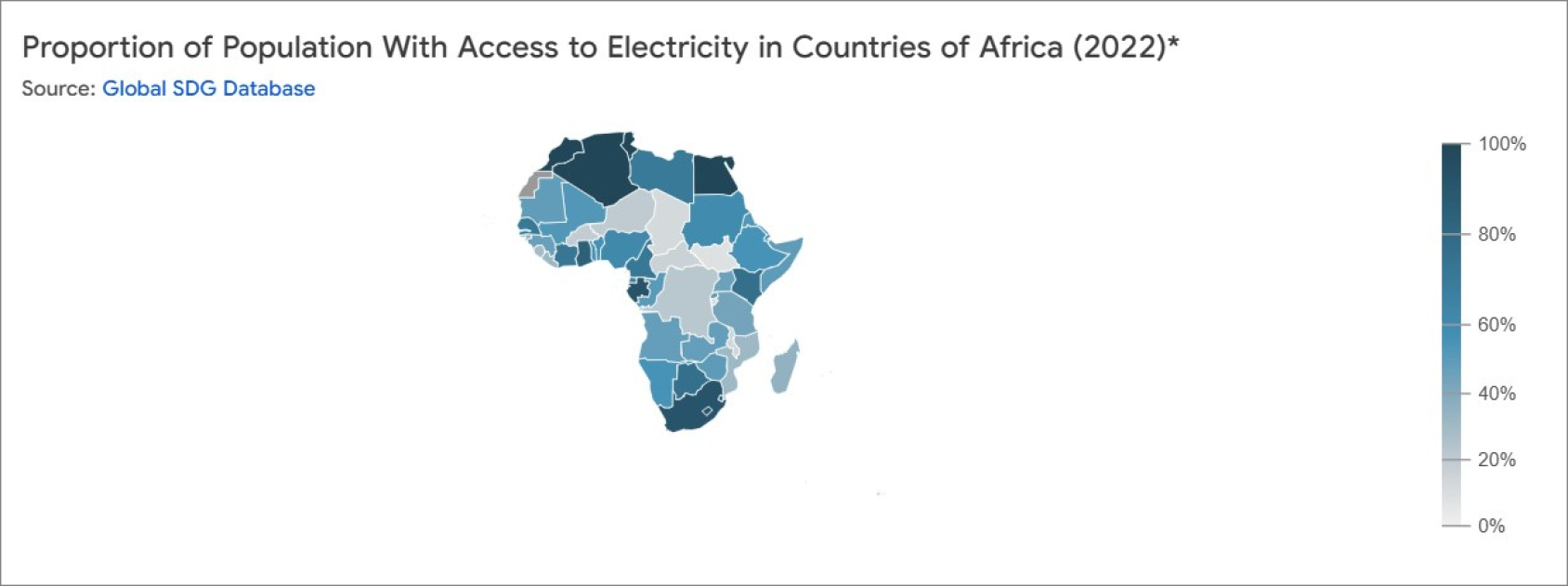 A map of Africa with energy coverage