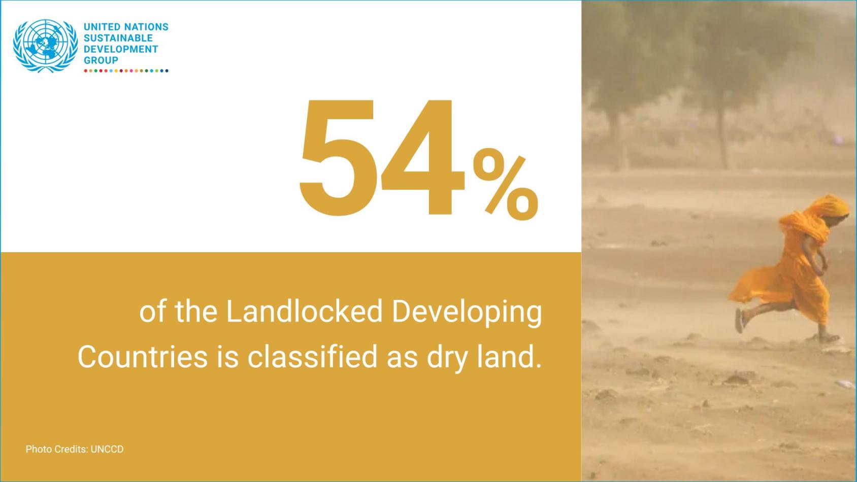 54% of the Landlocked Developing Countries is classified as dry land.
