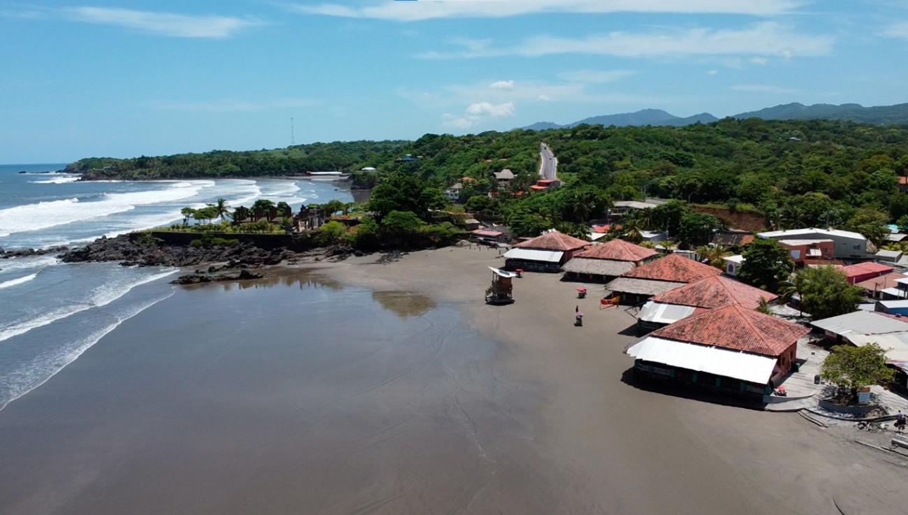 An aerial view of a beach in El Salvador.