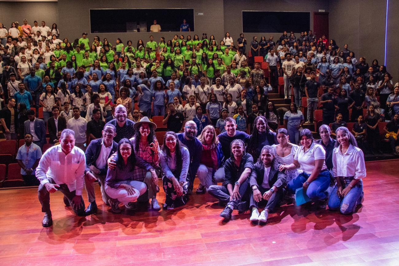 Dozens of youth participate at a conference in Panama.