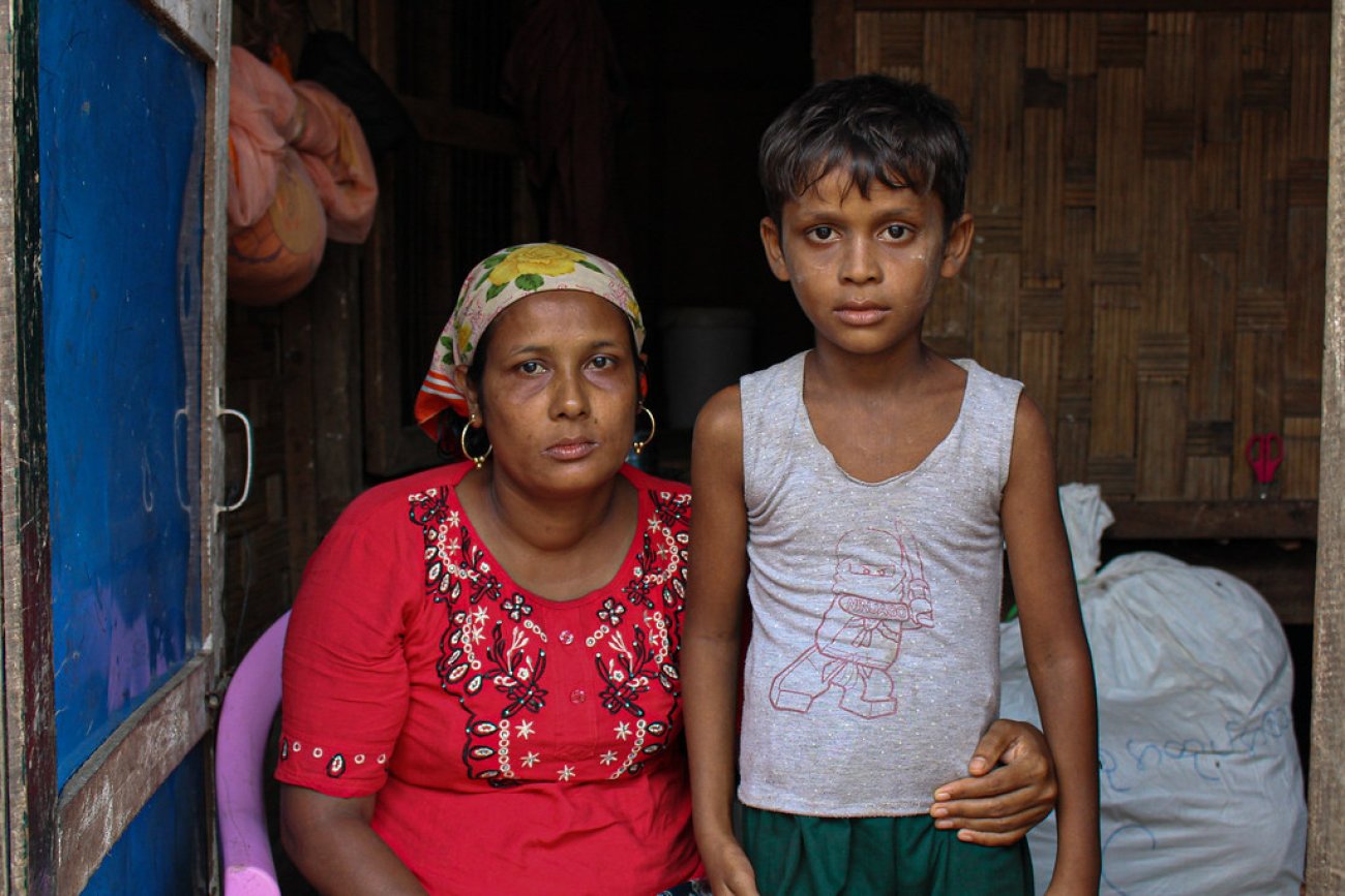 A woman and her son in Myanmar.