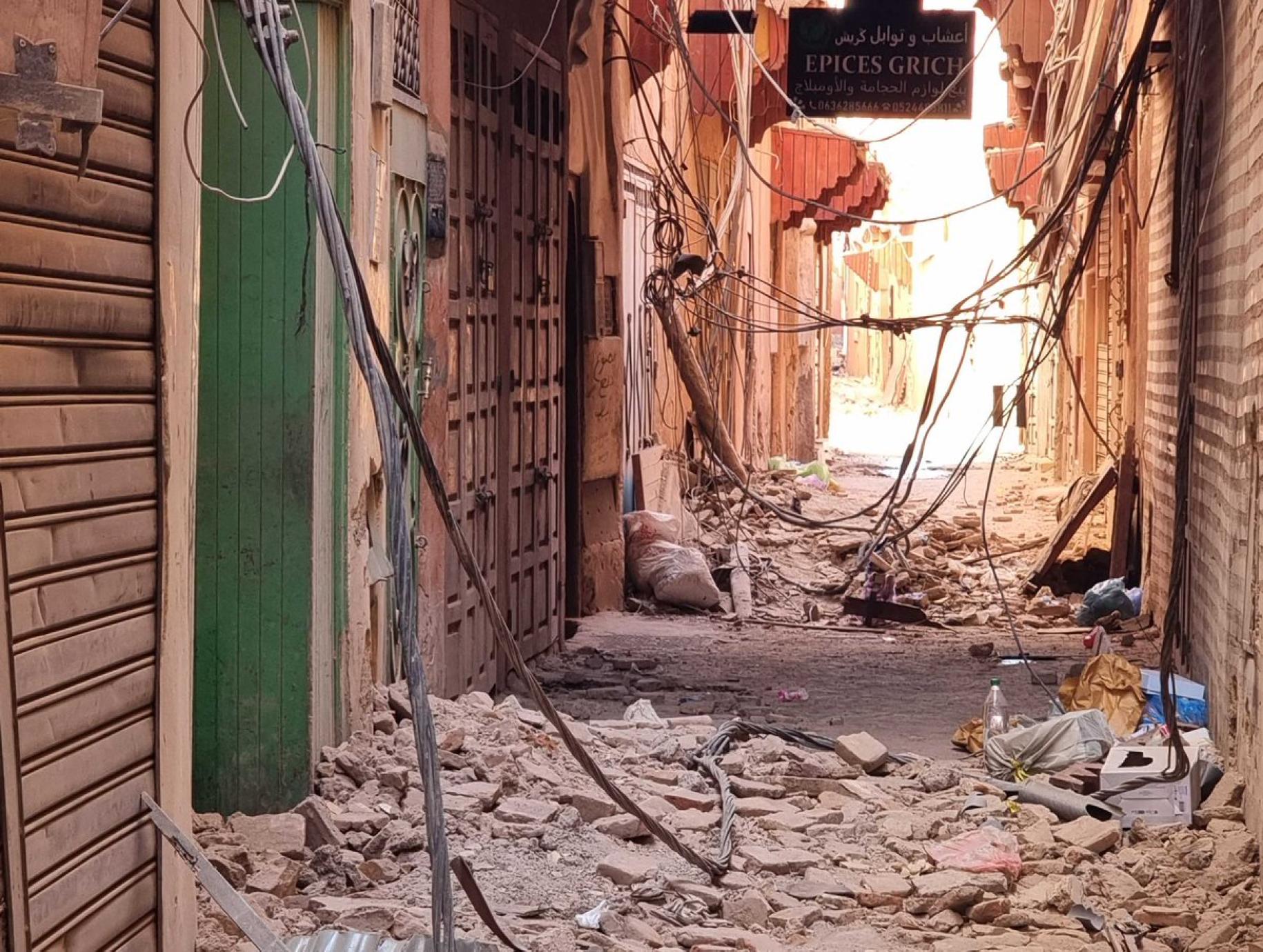destroyed buildings and rubble 